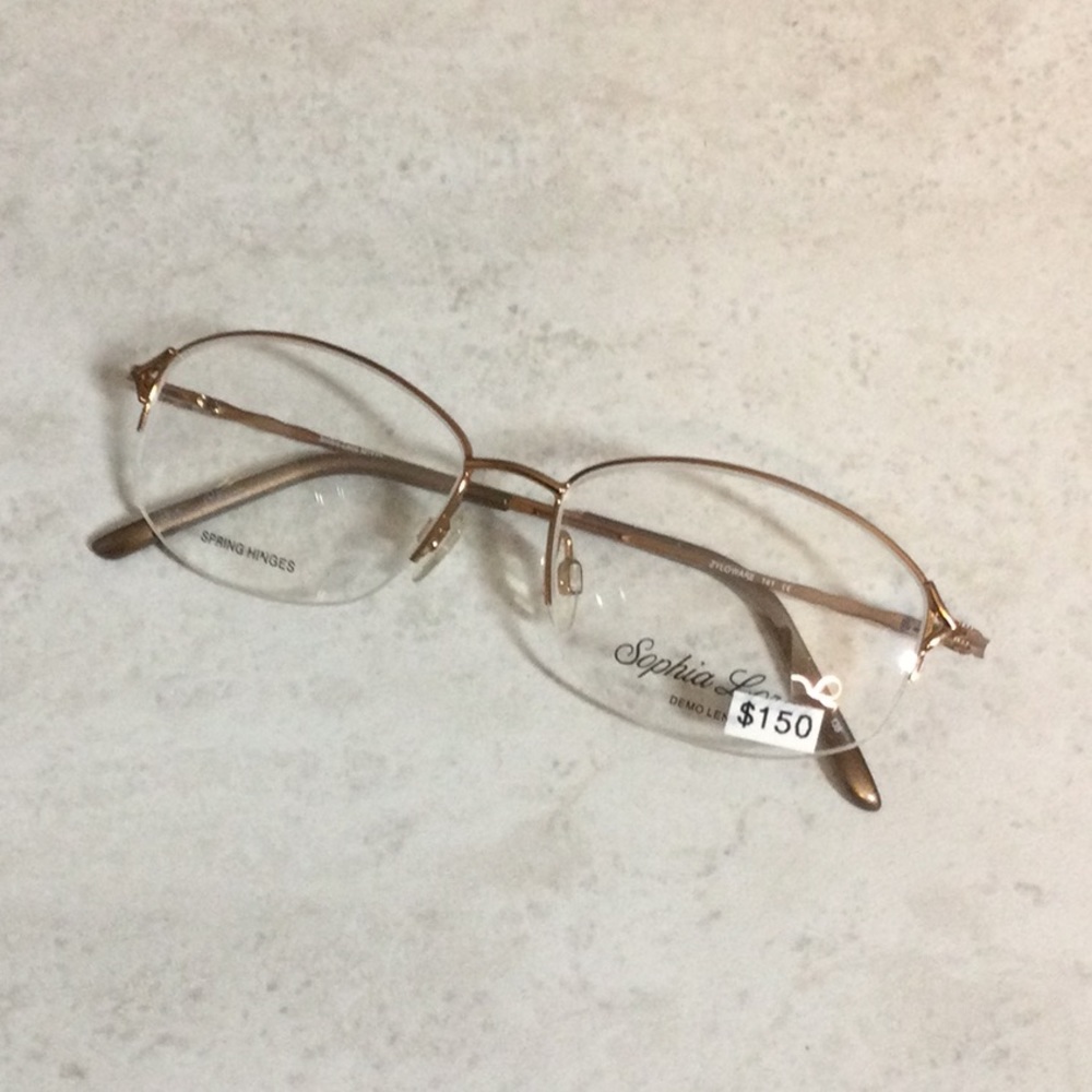 NWT Sophia Loren gold rimless metal eyeglasses new old stock